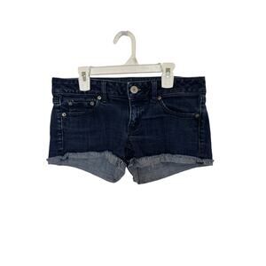 American Eagle Denim Shorts Size 6 Raw Cuffed Hem Dark Wash Summer Vacation